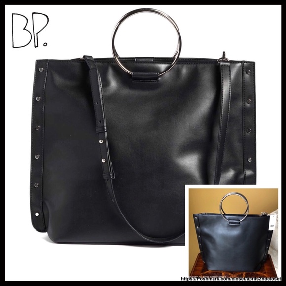 LARGE BLACK CROSSBODY TOTE BAG - Picture 2 of 8